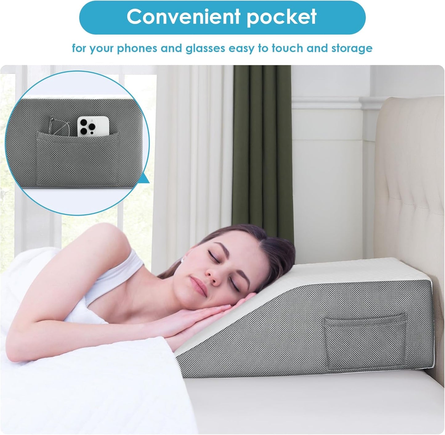 Cozymaker 10" Leg Elevation Pillows for Swelling, Cooling Gel Memory Foam Wedge Pillows for After Surgery, Sciatica Back Knee Hip Ankles Pain Relief, Leg Pillows for Sleeping