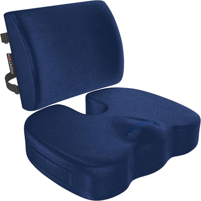 FORTEM Seat Cushion, Office Chair Cushion, Lumbar Support Pillow for Office Chair, Memory Foam Car Seat Cushions, Sciatica Coccyx Tailbone Pain Relief, Cushions for Back Support, Washable, Non Slip