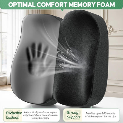 Benazcap Seat Cushion - Memory Foam Car Seat Pad - Sciatica & Lower Back Pain Relief - Car Seat Cushions for Driving - Road Trip Essentials for Drivers, Green