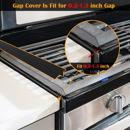 Silicone Stove Counter Gap Cover - 25 Inch Gap Filler 2 Pack Black | Long gap filler seals spills between kitchen appliances Stovetop oven countertop; stove gap cover, gas stove side gap covers