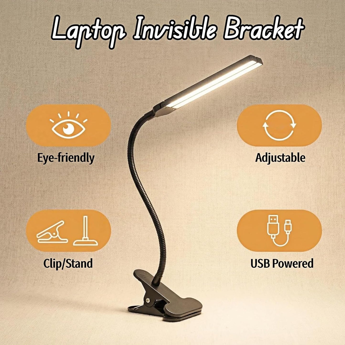 BUBBLE-FLY LED Clip on Reading Light, USB Desk Lamp with 32 LED Eye Protection, 360° Flexible Arm, Dimmable Clamp Light for Bed Headboard Home Office Study 7W Black