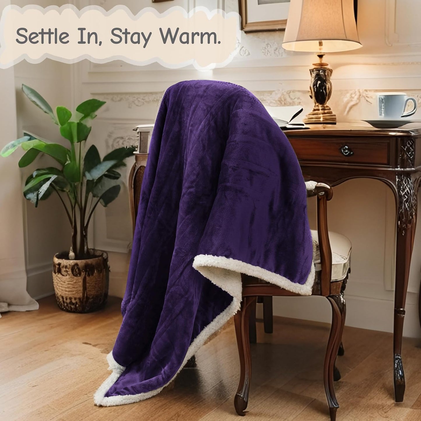 Soypipo Electric Heated Throw Blanket 50"x60", Faux Fur Plush with 4 Heat Settings & 2/4/8/10H Auto Shut-Off, Overheat Protection, Machine Washable, for Office & Chair, Dark Grey