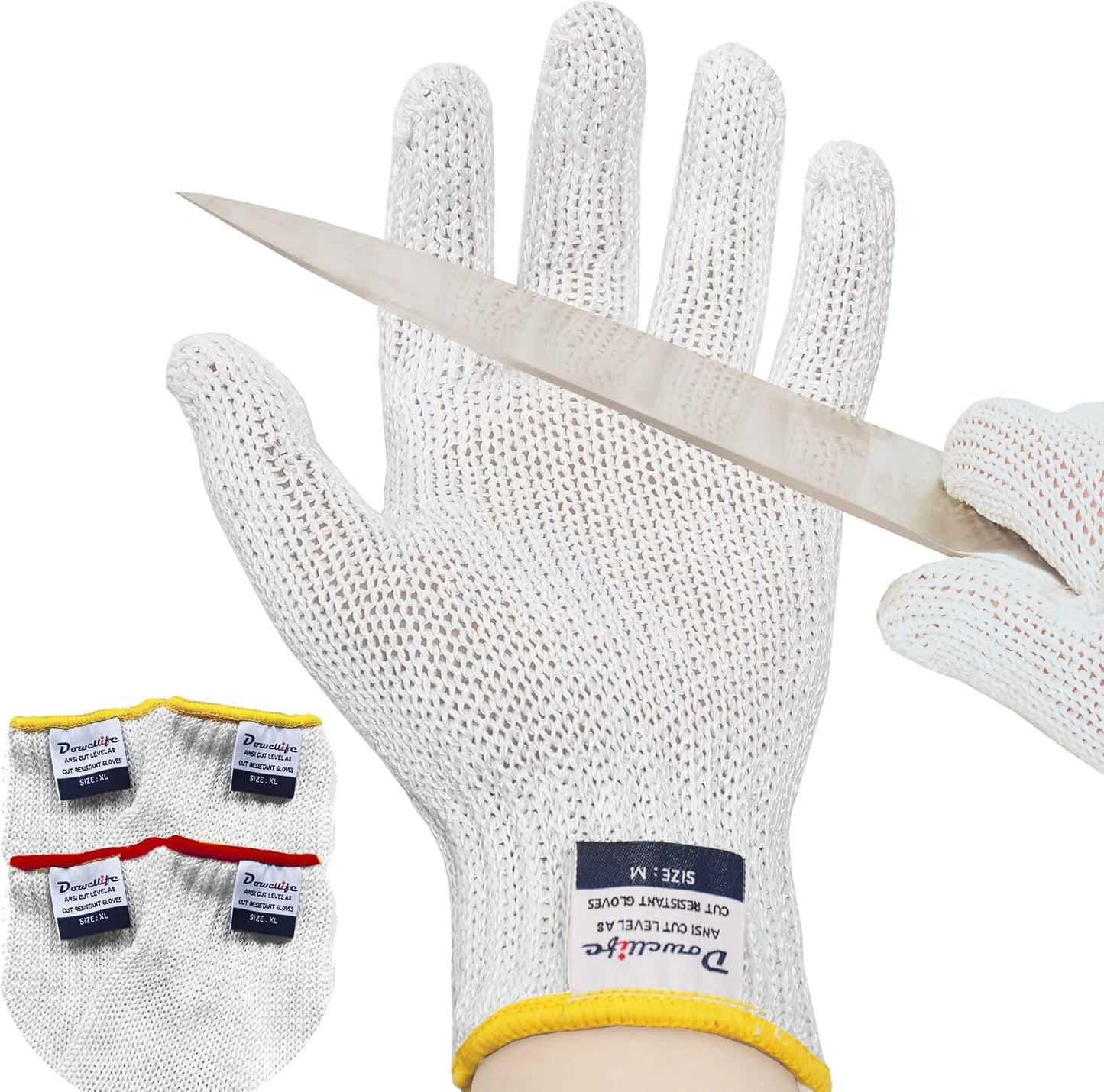 Dowellife Cut Resistant Gloves A9 Maximum Protection - Food Grade Kitchen & Chef Gloves for Food Prep, Knife Cutting, Mandoline Slicing, Butcher, Oyster Shucking, Fish Handling (Medium)