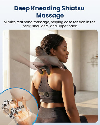 COMFIER Shiatsu Neck and Shoulder Massager with Heat,White Elephant Gifts for Adults,4D Deep Kneading Massage Pillow with Heat, Back Massager, Pillow Massage,Jet Black
