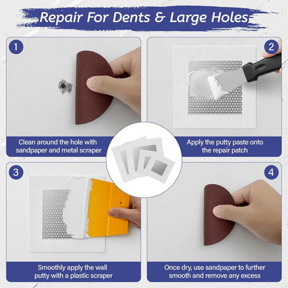 Oriflame Drywall Repair Kit: 8.5 Ounce Spackle Wall Repair with Patch/Scraper/Sandpaper/Gloves - White Wall Putty for Nail Holes/Cracks/Dents/Stains/Peeled Wall (1)