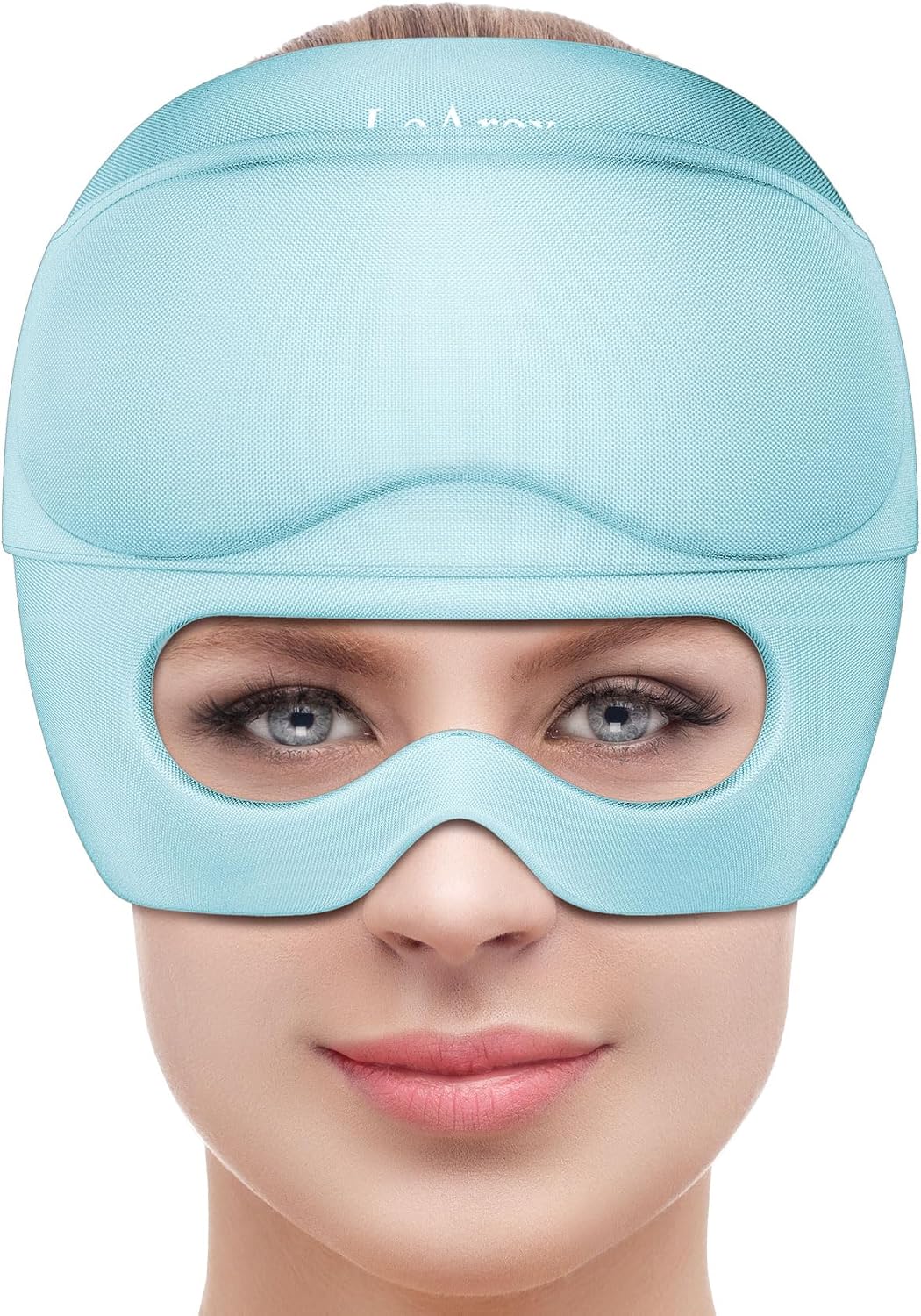 2 in 1 Migraine Relief Cap with Gel Eye Mask, Headache Relief Cap Ice Head Wrap Hot and Cold Therapy Hat Gift for Women for Headache Puffy Eyes Sinus and Tension Stress Relief (Light Purple)