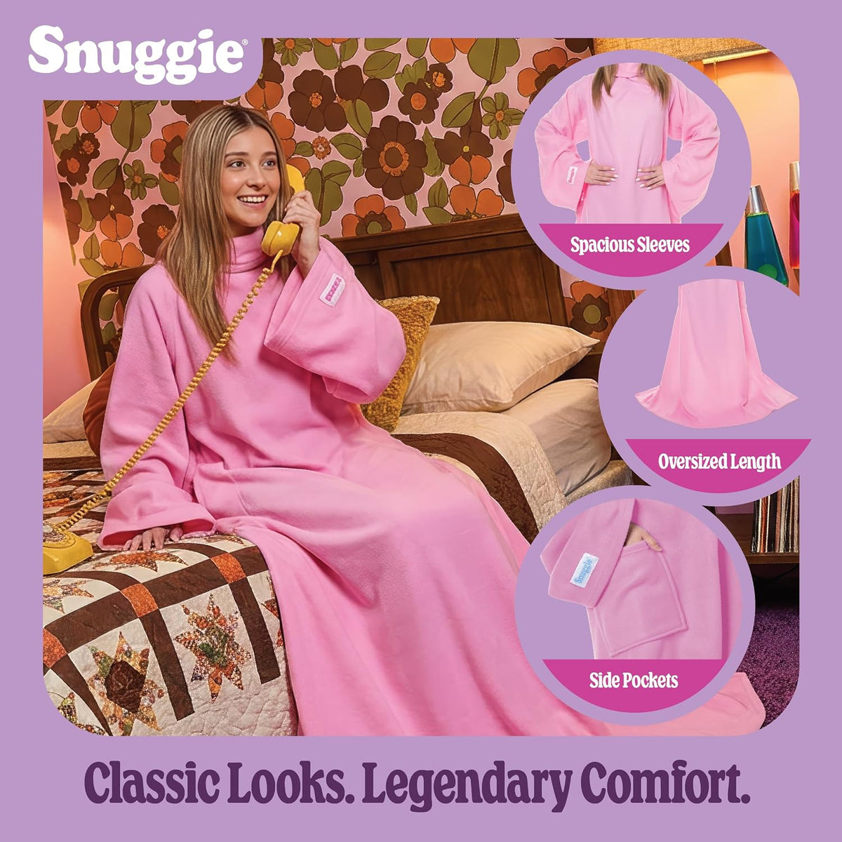 Snuggie The Original Wearable Blanket With Sleeves & Pockets | Cozy Oversized Throw for Adult Men & Women | One Size, 71x54