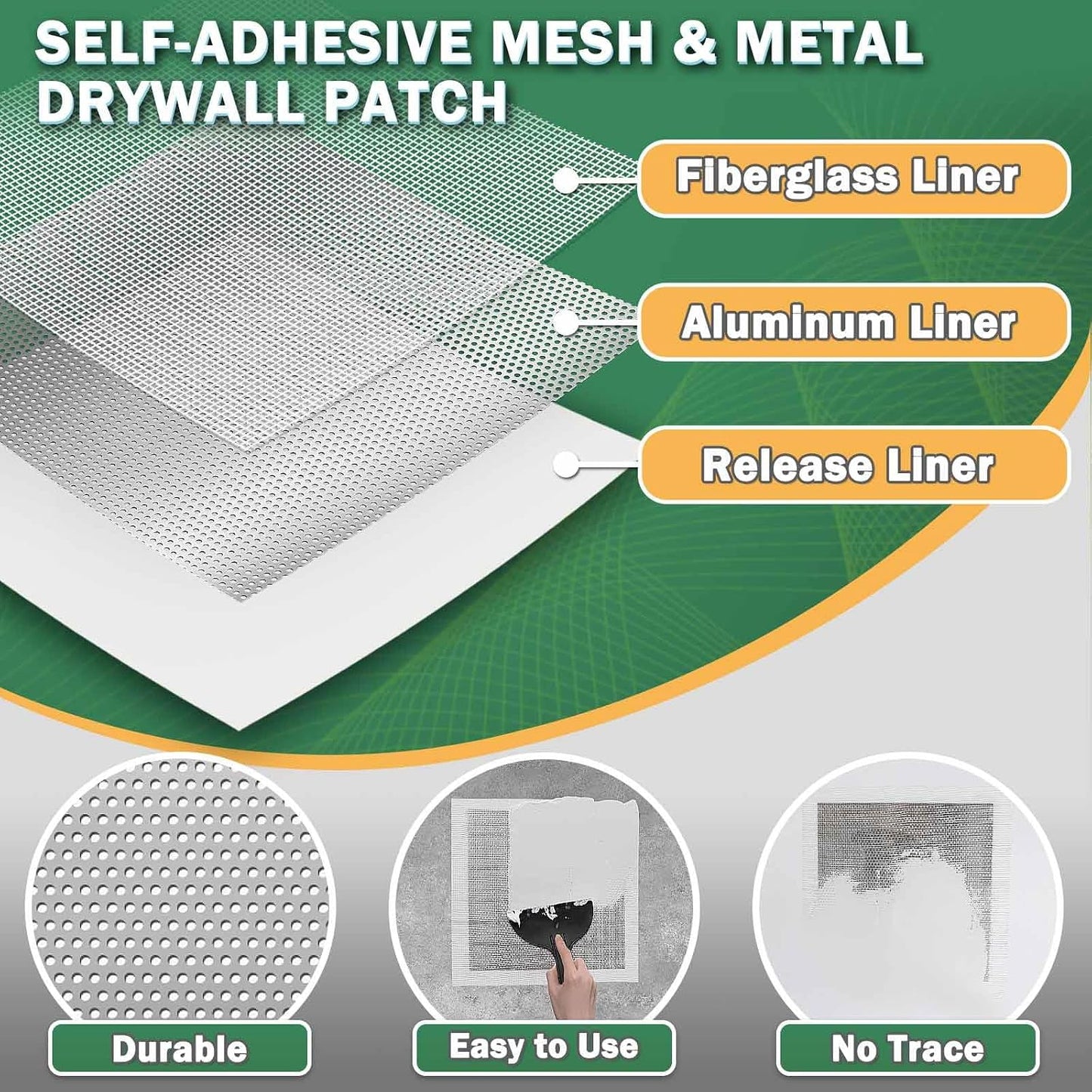 12 X 12 Inch Drywall Repair Kit - Heavy Duty Self-Adhesive Mesh Drywall Patch Kit for Large Holes, Quick & Easy Wall Patch Repair kit for Wall and Ceiling (Repair 5)