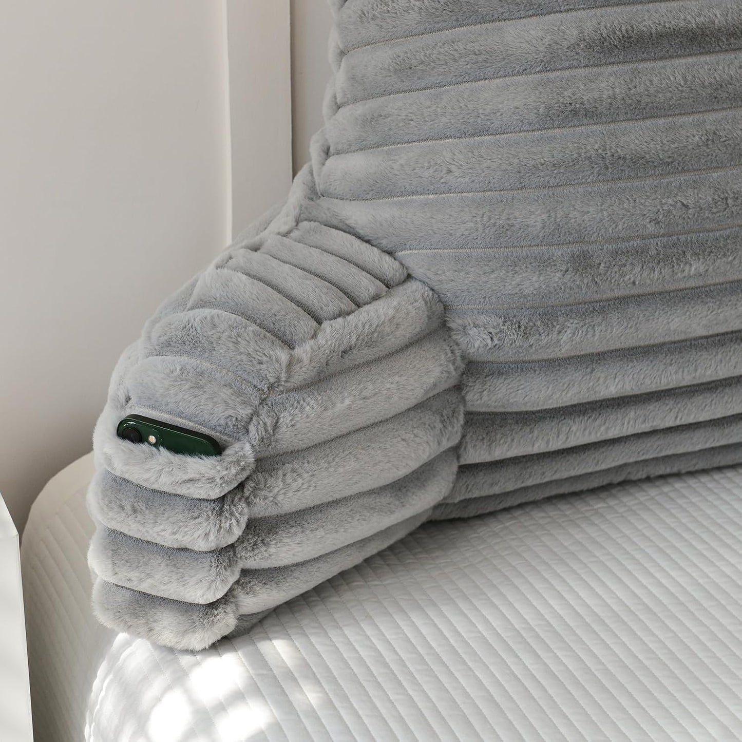 Large Reading Pillow for Adults, Back Support Pillow for Sitting Up in Bed with Arms, Couch for Lounging Bedrest, Pink