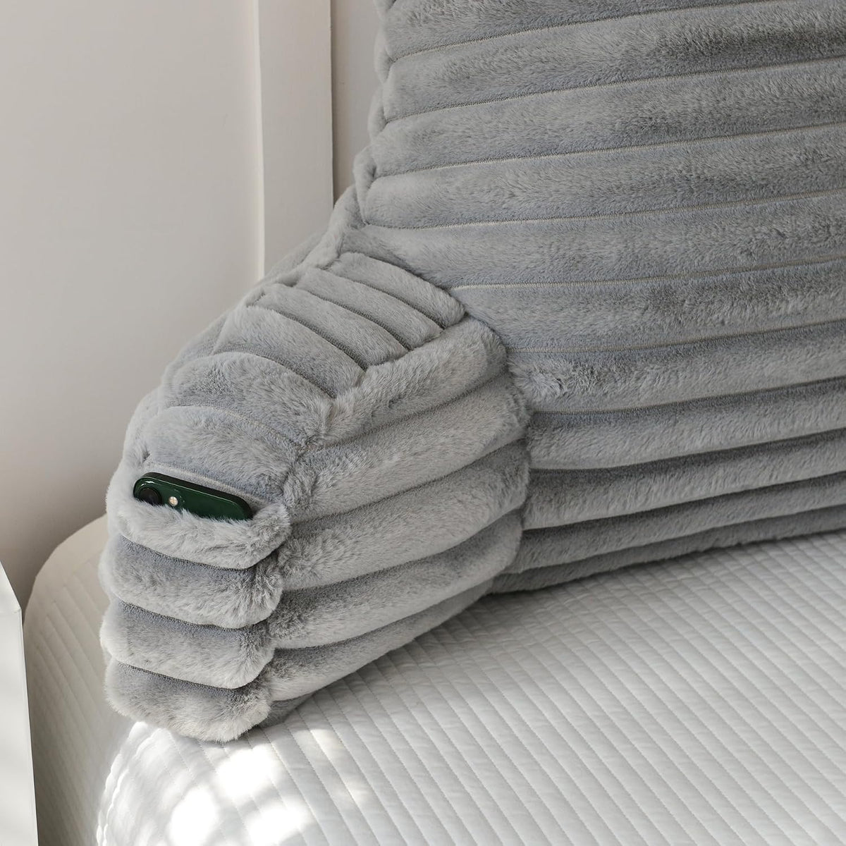 Large Reading Pillow for Adults, Back Support Pillow for Sitting Up in Bed with Arms, Couch for Lounging Bedrest, Pink