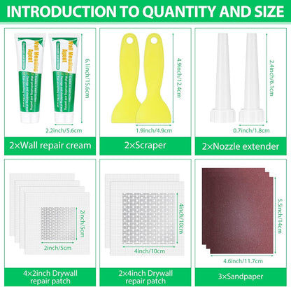 Ranekie 14 Pack Drywall Repairs Patch, 4/6/8 Inch Drywall Repair Kit with Extended Self-Adhesive Mesh,Large Hole Patch Repair for Drywall,Heavy Duty Dry Wall Hole Repair Patch
