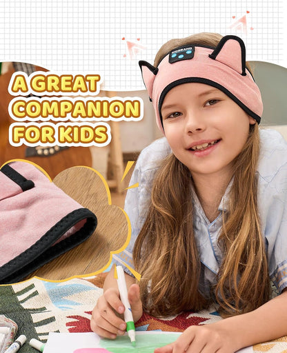 KIDSBAND Kids Bluetooth Headphones, Sleep Headband [Wireless & Wired Playback 2in1] Foldable Headphones for School/Travel/Tablet/Sleep