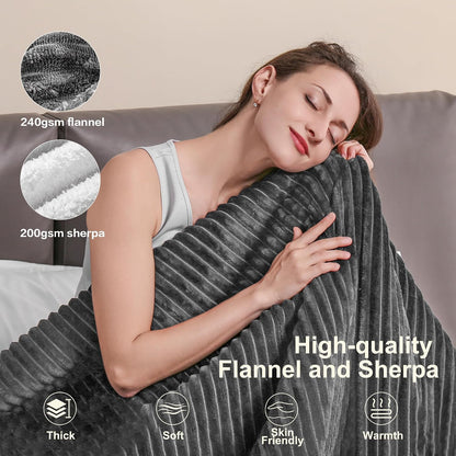 Tefici Heated Blanket Throw,Ultra Soft 2-Layer Flannel Electric Blanket
