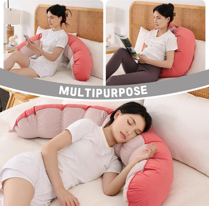 Peallow(Pat. Pend) – Long Round Body Pillow for Adults, Bolster Pillow for Sleeping, Soft and Supportive Pillow for Sleeping & Lumbar Support (Green-White, 29.5")