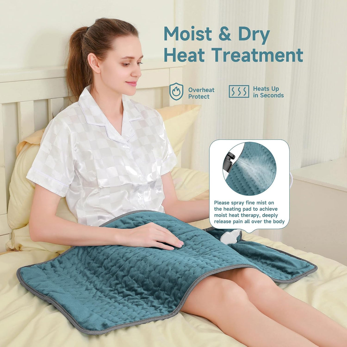 NBKLS Heating Pads for Back Neck Shoulder Pain, Electric Heating Pad Auto Shut Off, Fast Heat, Large Heating Pad Christmas Gift for Women Men, Birthday Gifts for Mom Dad (Blue)