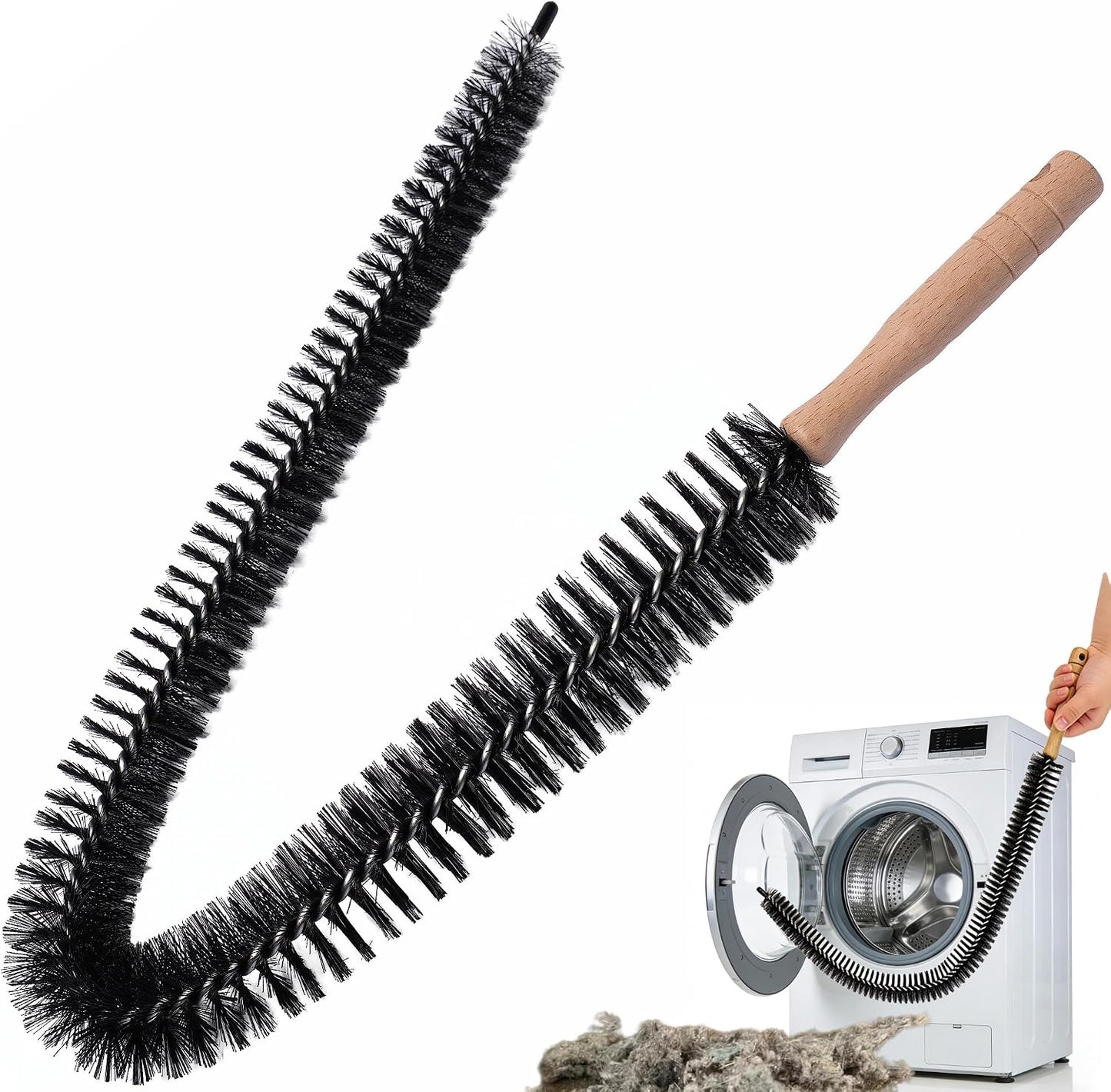 Full-Bristle Dryer Vent Cleaner Brush, 29.52 Inch Flexible Dryer Lint Brush | Refrigerator Coil Cleaning Brush, Lint Trap Cleaning Tool, Long Handle Dust & Pet Hair Remover for Trap and Duct, 1PCS