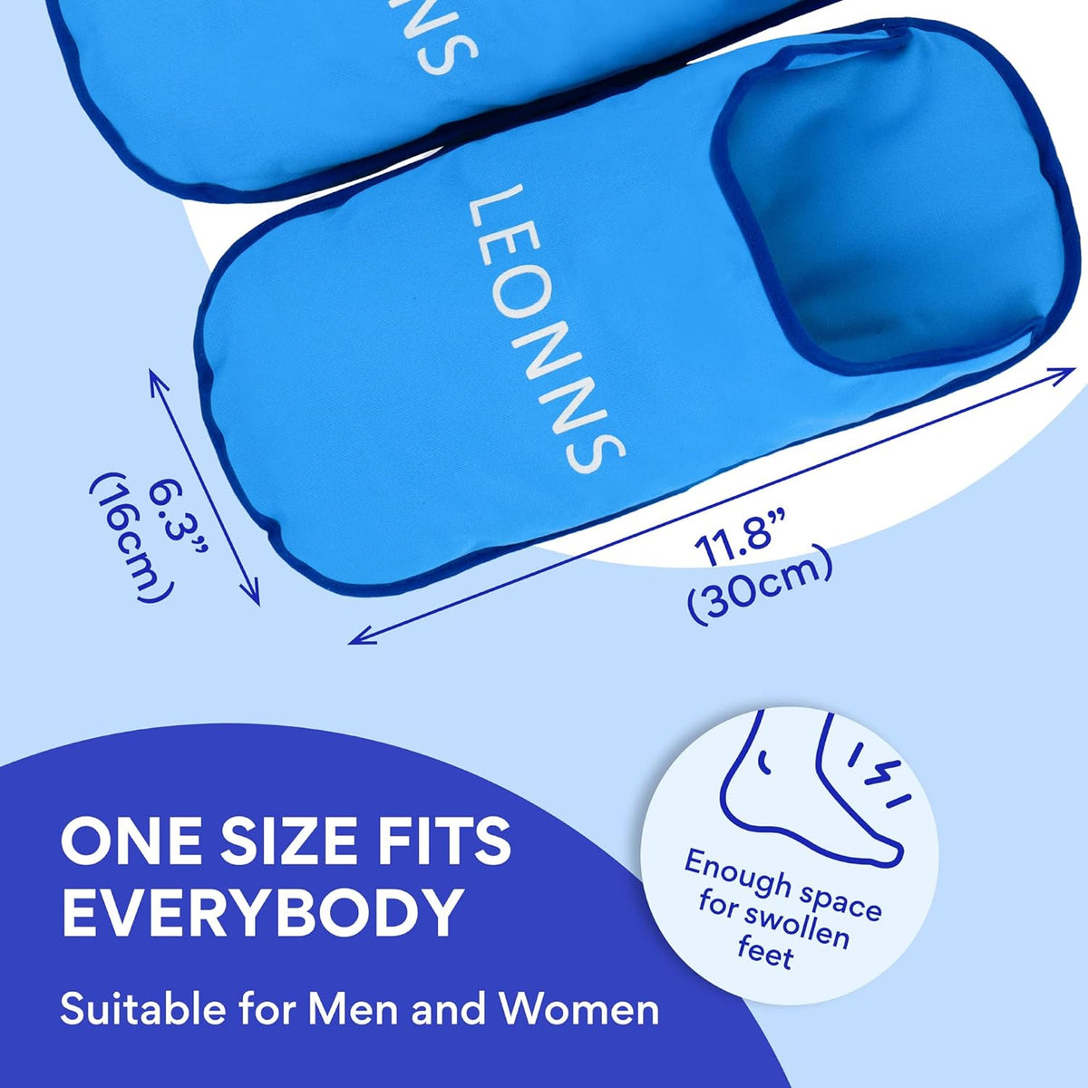 Gel Ice Pack Slippers for Foot Pain, Provides Hot and Cold Therapy, Blue