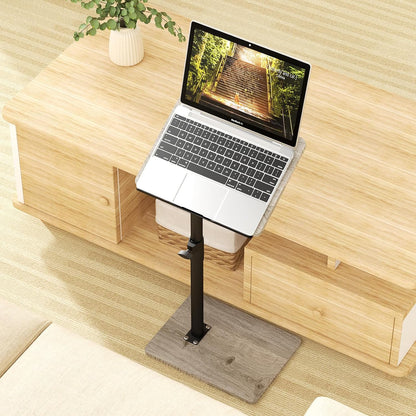 YUHFERA Sofa Armrest Tray Table for Couch - 360° Swivel Height Adjustable End for Small Spaces, Snack Side Table for Bed or Chair with Phone & Tablet Slot (Rustic,Standard)