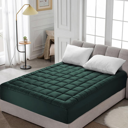 HYLEORY Queen Mattress Pad Quilted Fitted Mattress Protector Cooling Pillow Top Mattress Cover Breathable Fluffy Soft Mattress Topper with 8-21" Deep Pocket, Dark Grey
