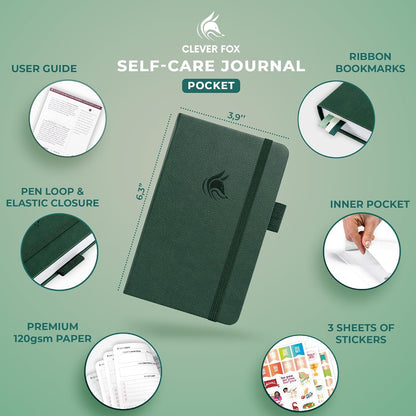 Clever Fox Self-Care Journal for Women, Daily Planner 5.8x8.3 Aquamarine | 3-month mental health journal, habit tracker, wellness journaling supplies for women & teen girls, gratitude & mood log