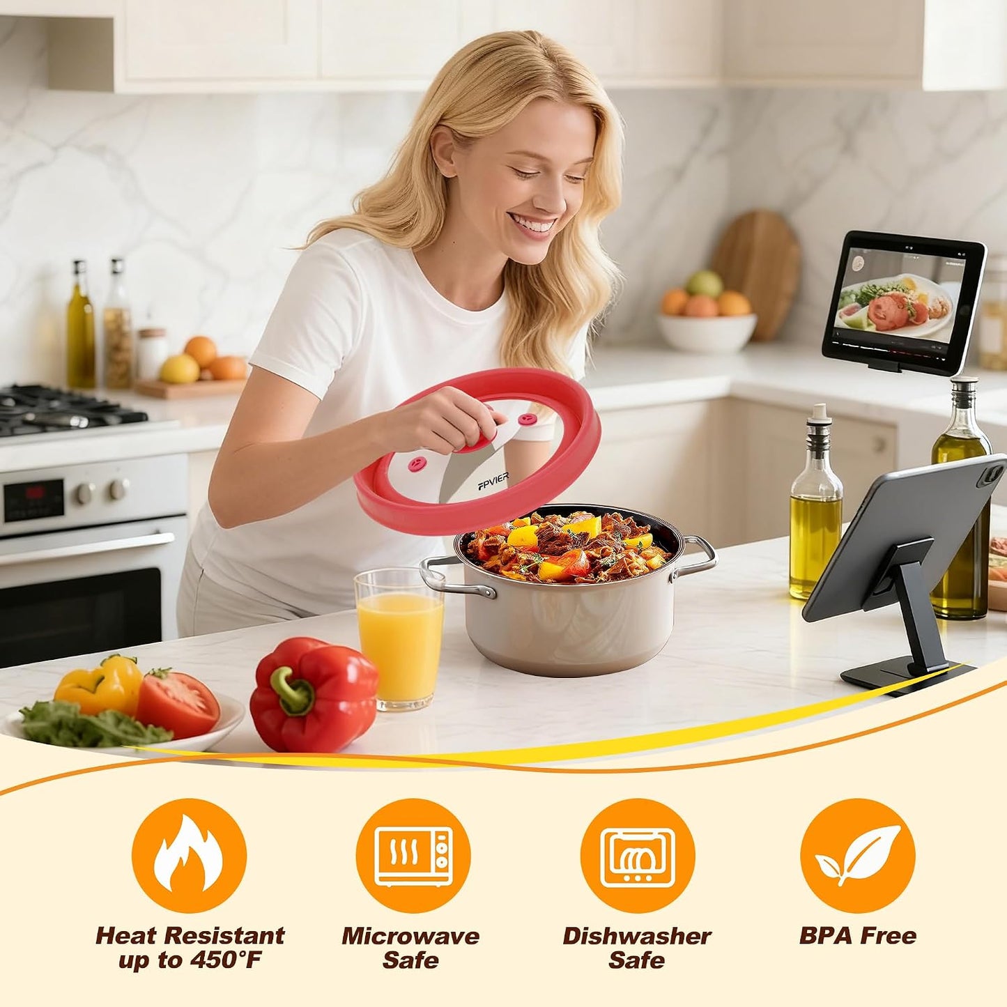 Microwave Splatter Cover, Vented Silicone & Glass Anti-Splatter Lid with Handle, Collapsible Food Plate Cover Fits 6–11 Inch Plates and Bowls (Black, 10.8inch)