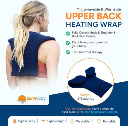 SunnyBay Weighted Heating Pad, Shoulder and Upper Back Wrap, Large, Navy