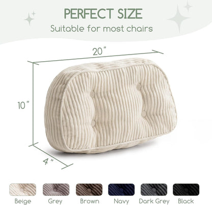 HIGOGOGO Lumbar Support Pillow for Recliner Chair/Accent Chair/Couch/Office Chair, Tufted Corduroy Back Support Cushion for Elderly, Recliner Cushions for Back Rest, Pain Relief, Reading, Dark Grey