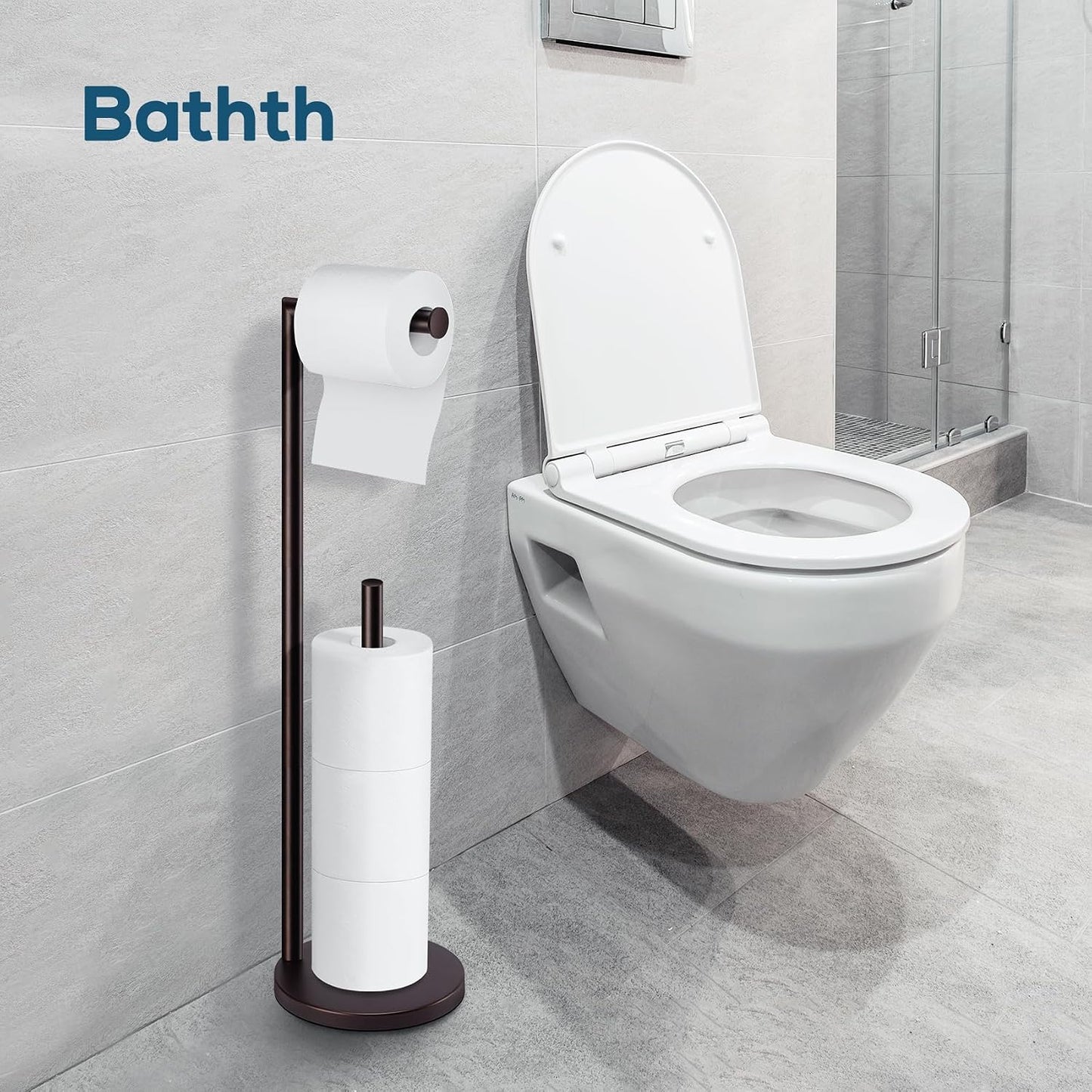Toilet Paper Holder Stand, Brushed Nickel Toilet Paper Holder Free Standing | Stainless Steel Toilet Paper Holder for 4 Rolls, Bathroom Organizers and Storage with Anti-Slip Base and Rustproof