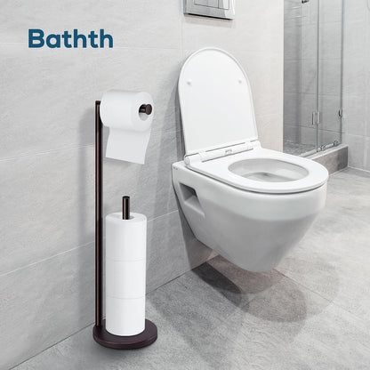 Toilet Paper Holder Stand, Brushed Nickel Toilet Paper Holder Free Standing | Stainless Steel Toilet Paper Holder for 4 Rolls, Bathroom Organizers and Storage with Anti-Slip Base and Rustproof