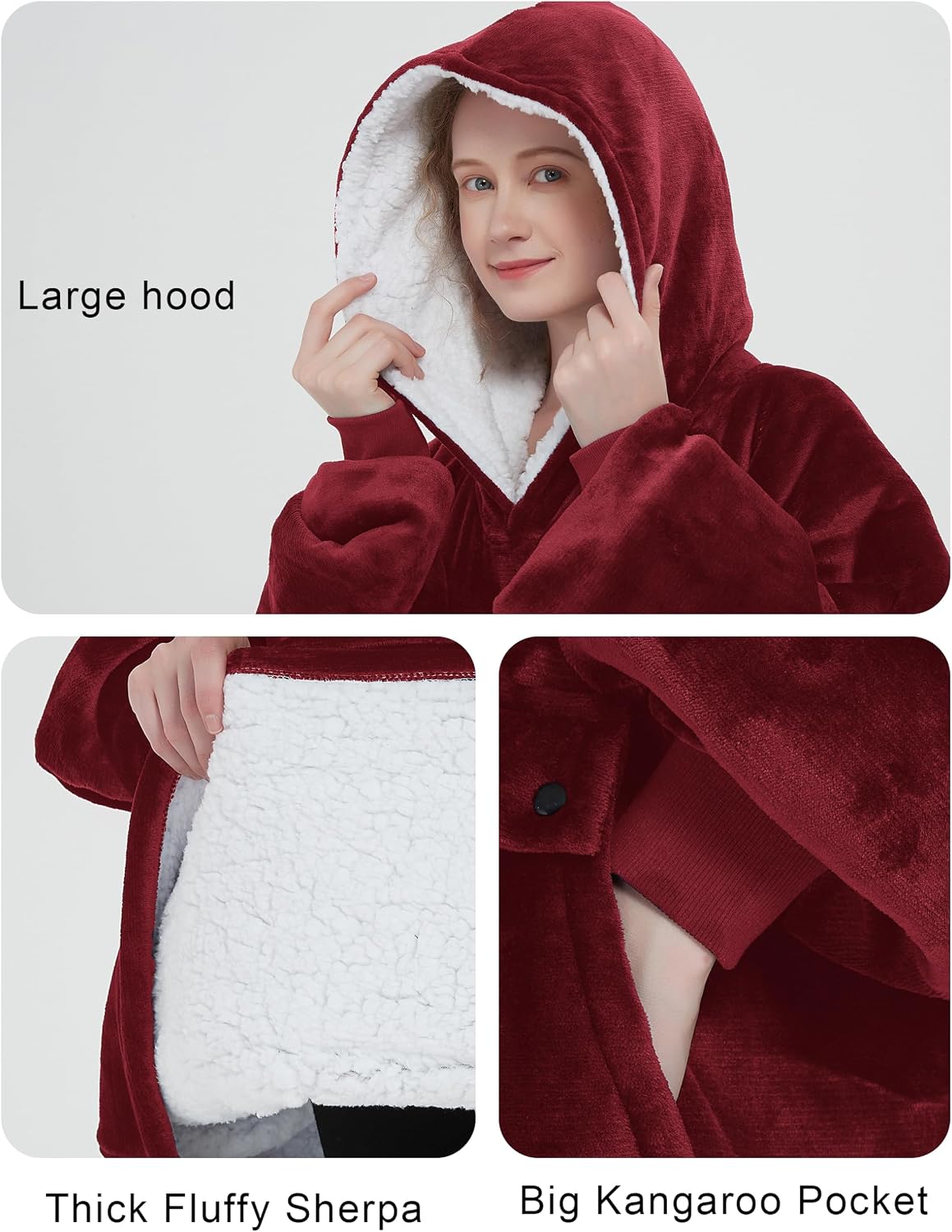 KFUBUO Wearable Heated Blanket Cordless Oversized Hoodie Sweatshirt