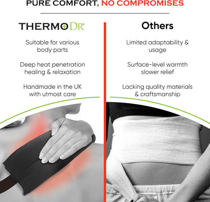 Microwavable Heating Pad for Neck, Back, & Shoulders - Heating Bean Bag Microwavable Pillow w/Elasticated Strap - Wheat & Unscented Heating Pad Wrap - ThermoDR, Red