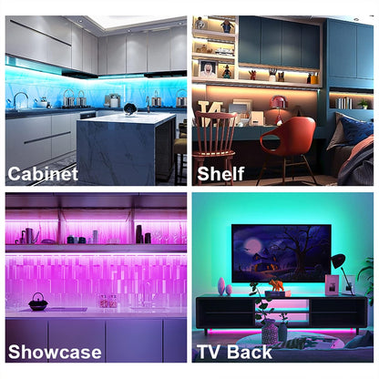 maylit 8 PCS Motion Sensor RGB Under Cabinet Lights Kit, App and Remote Control Led Strip Lights, Music Sync Color Changing Led Lights with Power Adapter, for Cabinet, Counter, Shelf, Bookcase, 13ft | App and Remote Control Led Strip Lights, Music Sync