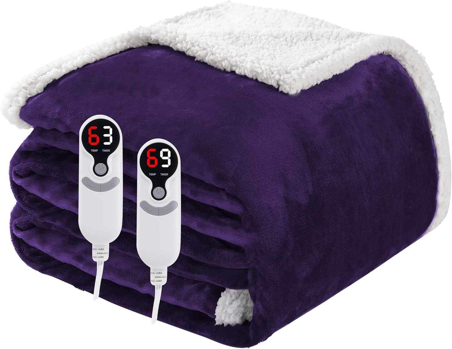 Soypipo Electric Heated Throw Blanket 50"x60", Faux Fur Plush with 4 Heat Settings & 2/4/8/10H Auto Shut-Off, Overheat Protection, Machine Washable, for Office & Chair, Dark Grey