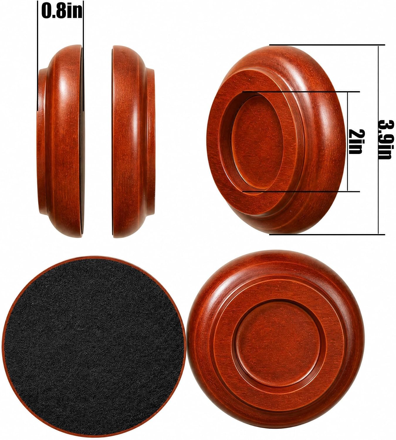 Caster Cups,Piano Caster Cups Furniture Coasters for Hardwood Floors Wood Floor Protectors for Furniture Piano Floor Protectors (Natural)