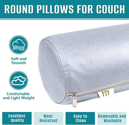 2 Pack Neck Roll Pillow, High-Density Foam Cylinder Bolster Pillow for Neck, Back & Lumbar Support, Ergonomic Round Pillow for Side Sleepers, Sleeping, Removable Washable Cover (7.9''x23.6'' Orange)