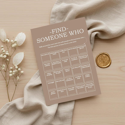 Find Someone Who Bingo Cards, 25 Unique Sheets, Team Building Games for Work, Icebreaker Fun, Engaging Office Games, Team Building Activity for Employees and Groups - Brown