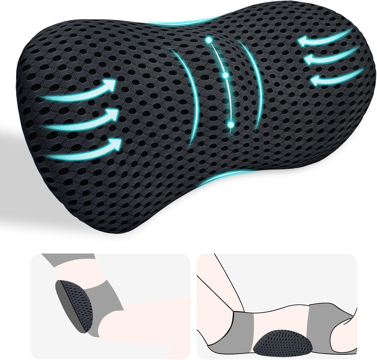 kasney Lumbar Support Pillow for Office Chair, Back Support Pillow, Gray