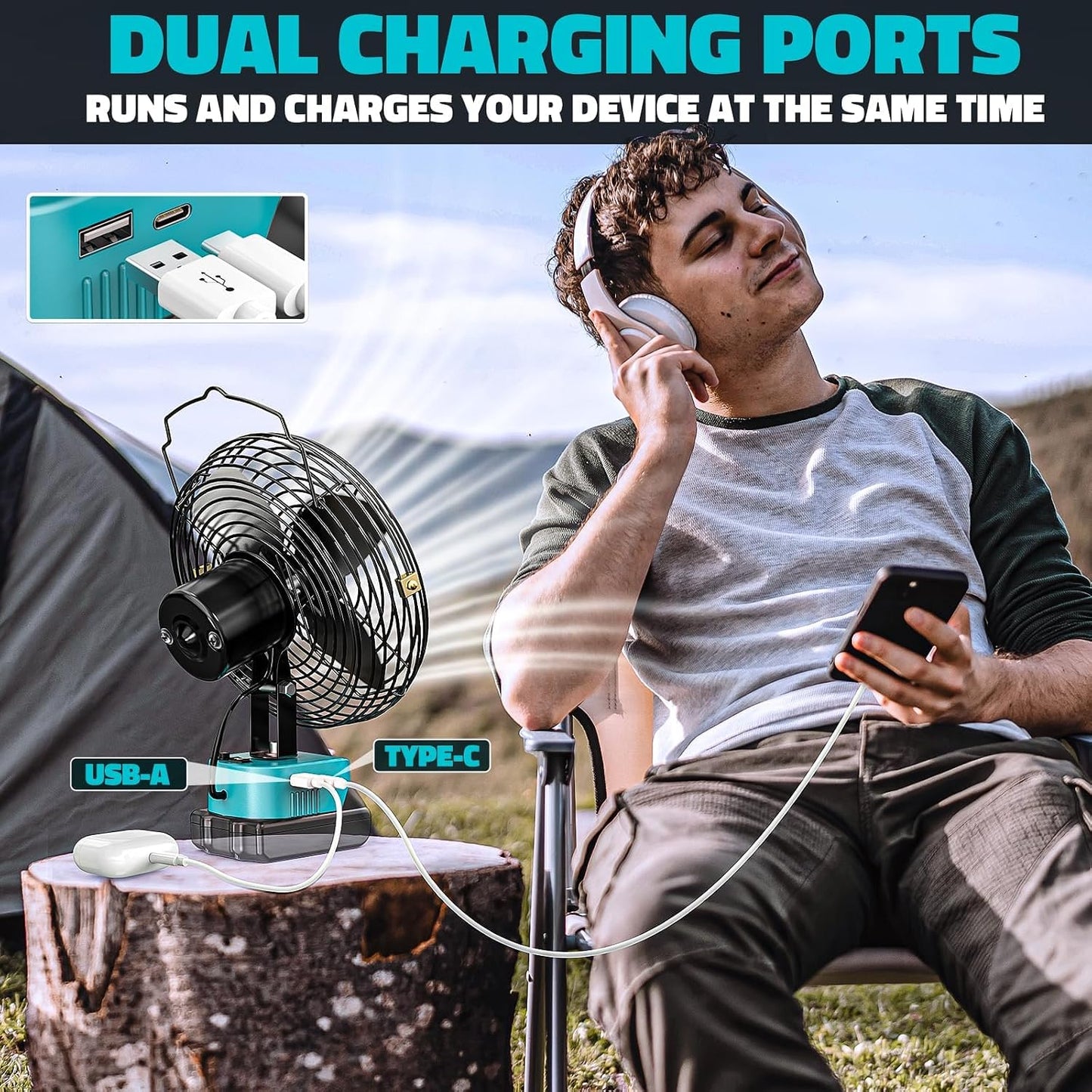 Ecarke 4" Clip Fan Compatible with Milwaukee 18V Battery (Tool Only) 3-Speed Cordless Clip-On Fan with 360° Rotation Low Noise Portable Desk Fan for Camping Jobsite Tent Fishing Outdoor