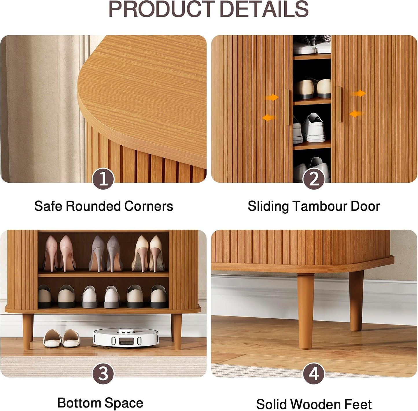DHH Shoe Storage Cabinet with Sliding Door, 6-Tier Shoe Cabinet with Adjustable Shelves, Modern Freestanding Shoe Storage Organizer for Entryway, Hallway, Living Room (Walnut, 47 ")