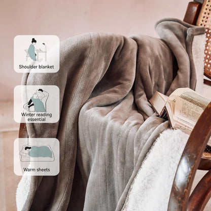 Heated Blanket 50x60”, 3 Hours Auto-Off Electric Blanket, Grey