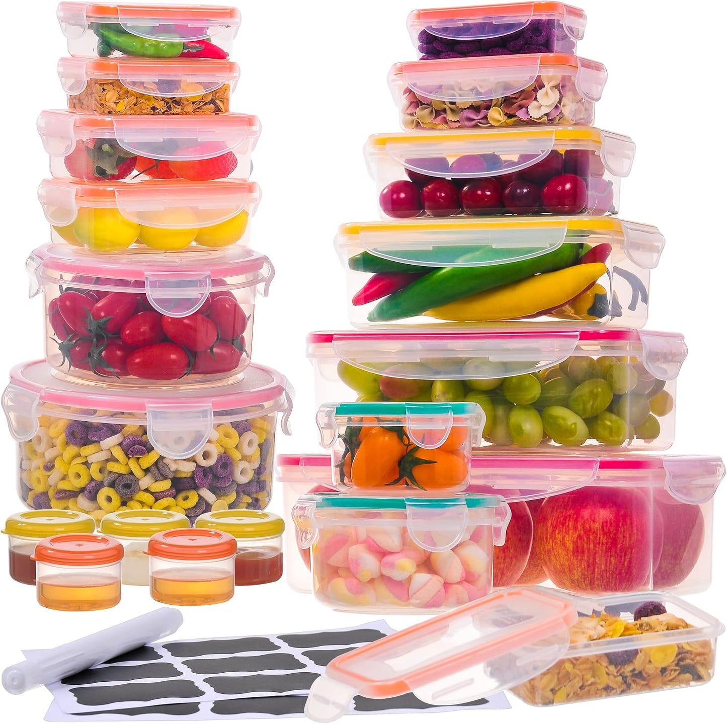 5 Pack Large Fruit Storage Containers for Fridge with Removable Colander | Plastic Food Storage Containers with Lids Airtight-Leak Proof Refrigerator Organizers and Storage of Vegetable
