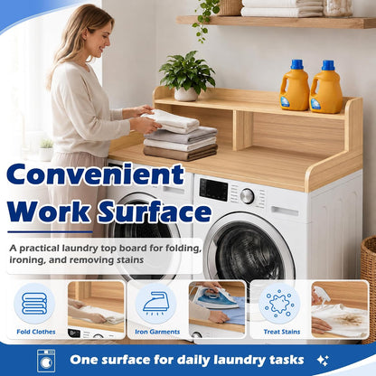 Royxen Laundry Countertop with Storage Universal Fit, Washer and Dryer Countertop with Shelf, Laundry Room Storage, 2-Tier Shelf (Oak)