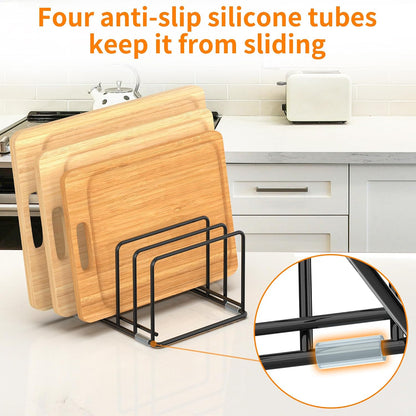 Cutting Board Organizer, Kitchen Cabinet Organizer | Divided Rack with 5 Slots for Baking Trays - Cookie sheet Organizer, Baking Sheets Holder [2-Pack], Large