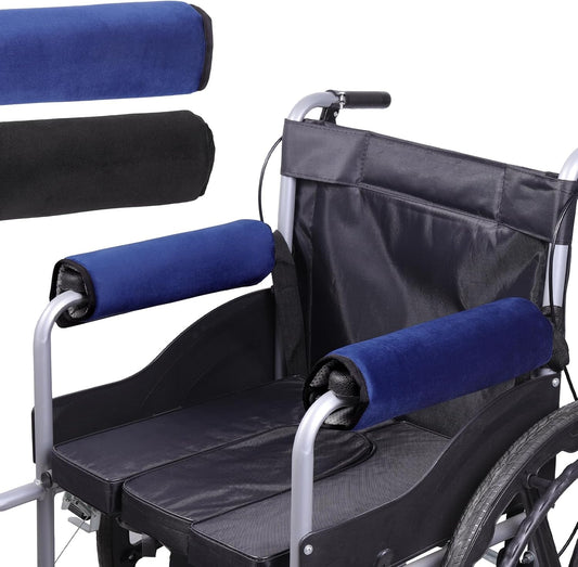Wheelchair Anti Slip Armrest Covers for Adults, Seniors, Handicapped - Soft Support Cushion for Mobility Aids,2Pcs (Blue)