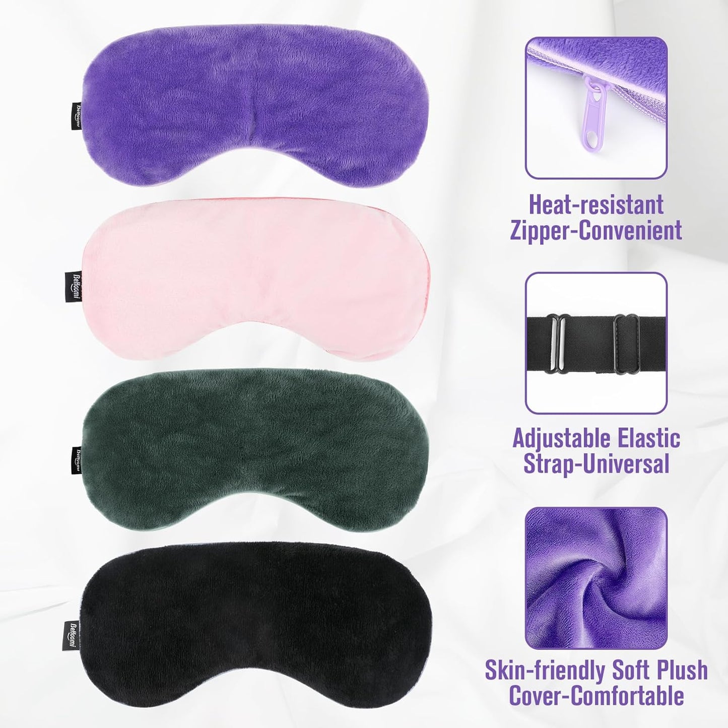 BeHoomi Heated Eye Mask, Weighted Sleep Mask for Eye Relaxation, Purple | Warm Compress for Eyes, Cooling Eye Mask for Sleeping, Reusable Hot and Cold Eye Masks for Home, Office, Gifts for Women
