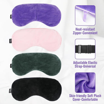 BeHoomi Heated Eye Mask, Weighted Sleep Mask for Eye Relaxation, Purple | Warm Compress for Eyes, Cooling Eye Mask for Sleeping, Reusable Hot and Cold Eye Masks for Home, Office, Gifts for Women