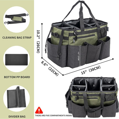 IBVIVIC Wearable Cleaning Caddy Bag for Cleaning Supplies, Black | Cleaning Organizer Tote Bag with Handle & Shoulder Straps Kitchen Cleaning Supplies Storage Bag for Cleaners & Housekeepers