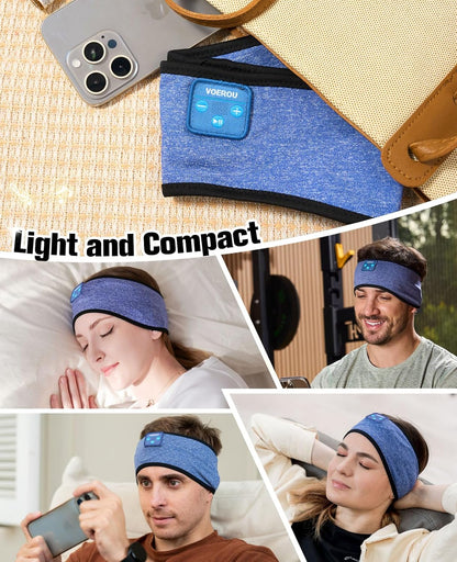 Voerou Sleep Headphones, Bluetooth 5.4 Headband for Men Women, Ultra Soft Sleeping Headphones Wireless Music Headband Headphones for Yoga Sports Side Sleep Christmas Birthday Cool Tech Gadgets Gifts