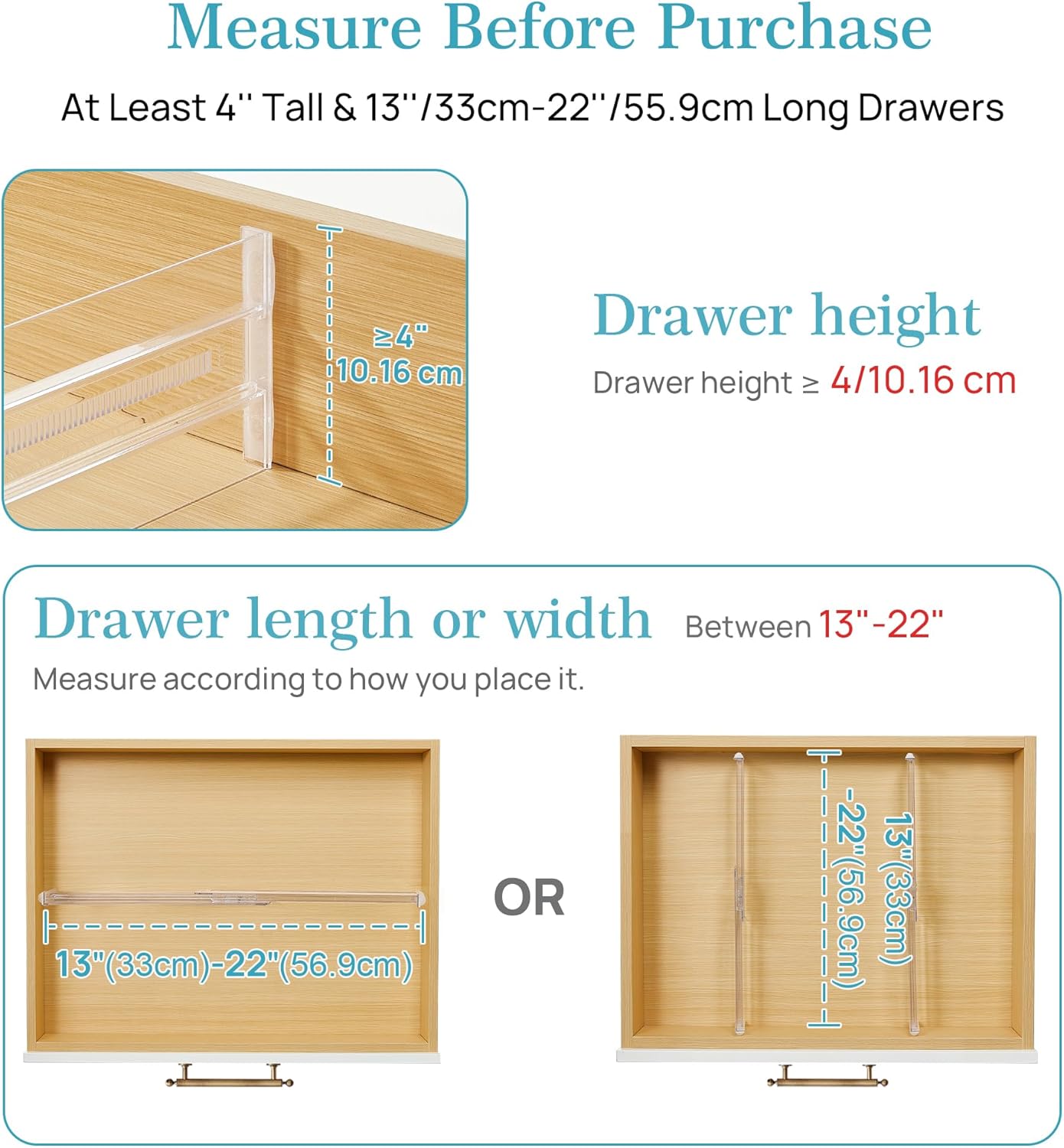 Vtopmart 12 Pack Drawer Dividers for Clothes, 4" High 10.2"-16.5" Adjustable Expandable Dresser Drawer Organizer, Clear Plastic Separators for Dresser, Baby Clothing, Underwear, Cosmetic, Toiletries | Expandable Dresser Drawer Organizer, Clear Plastic