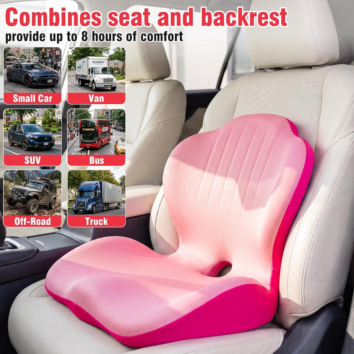 Car Seat Cushion Office Chair Cushion with Lumbar Support Pillow | Ergonomic Seat Cushion for Relieve Sciatica & Tailbone Pain, Ideal for Car Driving Truck Office Chairs Wheelchairs Home Use
